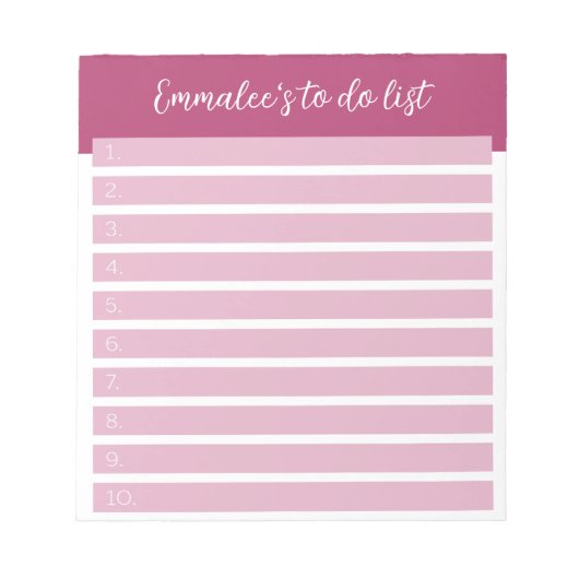 Eenvoudig te doen  gevoerd genummerd roze notitieblok (Voorkant)