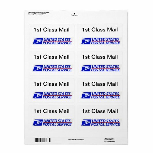 Eenvoudig te identificeren USPS First Class Mail Etiket (Full Sheet)