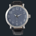 Eenvoudig te lezen grote aantallen modern Urban Bl Horloge<br><div class="desc">De grote aantallen maken dit horloge gemakkelijker te lezen. Blauw stadspatroon met witte cijfers. Unieke stijl voor de moderne persoon.</div>