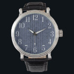 Eenvoudig te lezen grote aantallen modern Urban Bl Horloge<br><div class="desc">De grote aantallen maken dit horloge gemakkelijker te lezen. Blauw stadspatroon met witte cijfers. Unieke stijl voor de moderne persoon.</div>