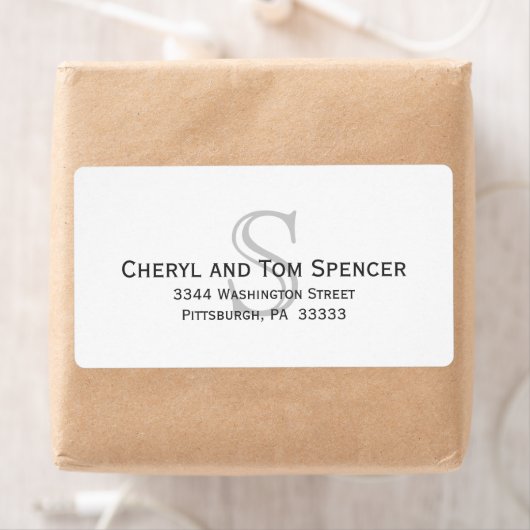 Eenvoudig te lezen Monogram Return Address Label (Insitu)