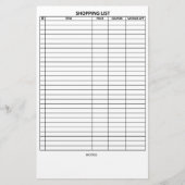 Eenvoudig te lezen winkellijst briefpapier (Voorkant)