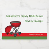 Eenvoudig te personaliseren BBQ Sauce-ontwerp Voedselcontainer Etiket (Enkel label)
