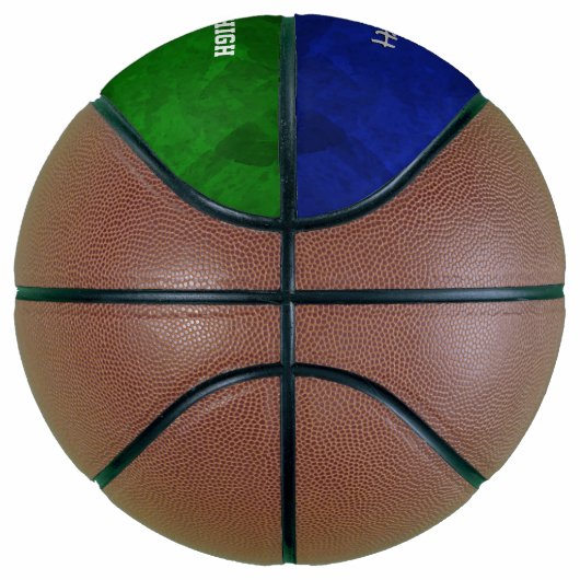 Eenvoudig te personaliseren blauw groen basketbal  (Rechts)
