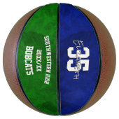 Eenvoudig te personaliseren blauw groen basketbal  (Verticaal)