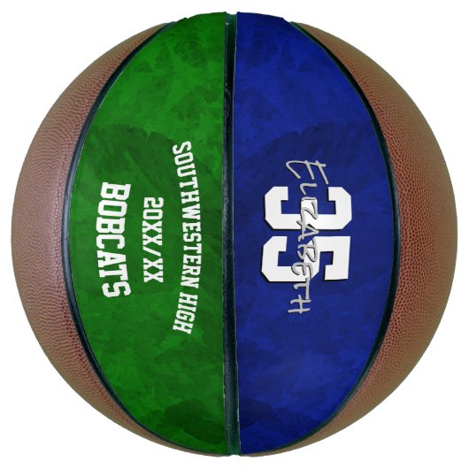 Eenvoudig te personaliseren blauw groen basketbal (Verticaal)