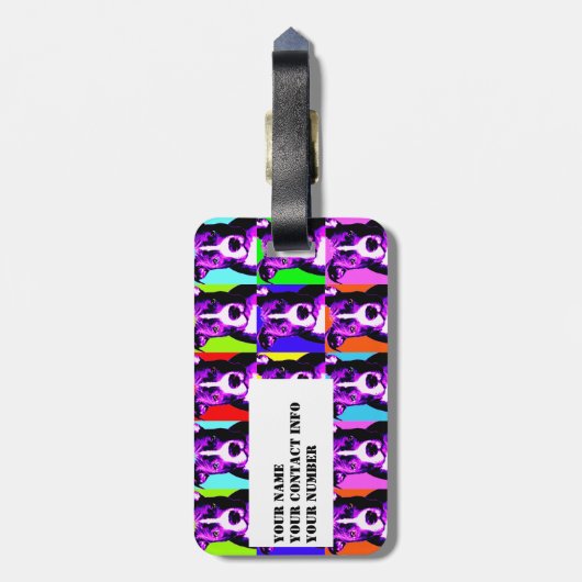 Eenvoudig te plakken kleurrijk pit bull grafisch B Bagagelabel (Achterkant verticaal)