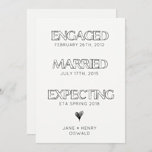 Eenvoudig te verwachten tijdlijn Zwangerschap Aank Aankondiging (Voorkant / Achterkant)