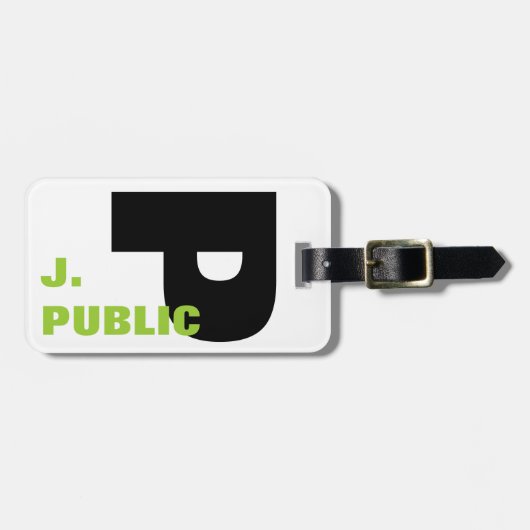 Eenvoudig te verzenden groot Initiaal monogram Bagagelabel (Voorkant horizontaal)