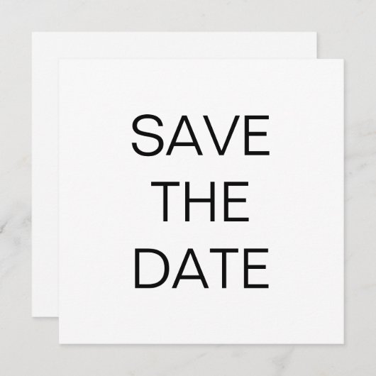 Eenvoudig tekst zwart-wit bruiloft vierkant save the date (Voorkant / Achterkant)