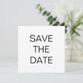 Eenvoudig tekst zwart-wit bruiloft vierkant save the date (Staand voorkant)