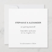 Eenvoudig tekst zwart-wit bruiloft vierkant save the date (Achterkant)