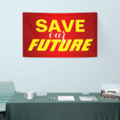 Eenvoudig tekstontwerp "BESPAAR onze TOEKOMST" Spandoek (Beurs)