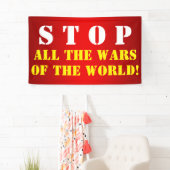 Eenvoudig tekstontwerp "STOP ALLE WARS" Spandoek (Insitu)