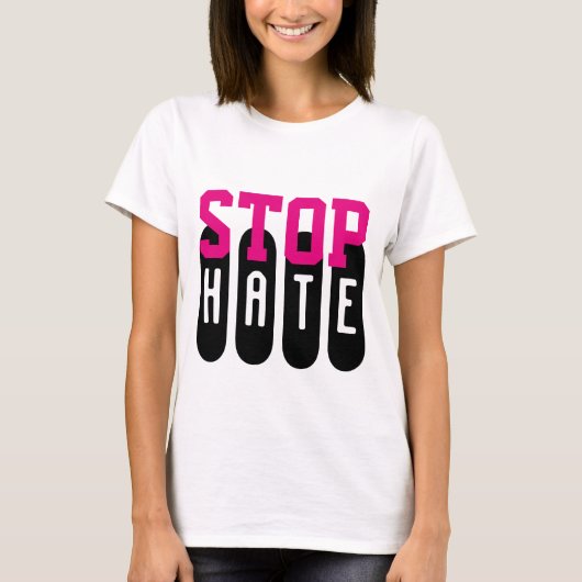 Eenvoudig tekstontwerp "STOP HATE" T-shirt (Voorkant)