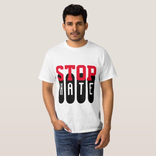 Eenvoudig tekstontwerp "STOP HATE" T-shirt (Voorkant volledig)