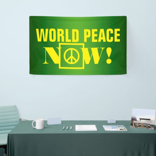 Eenvoudig tekstontwerp "WORLD PEACE NOW" Spandoek (Beurs)