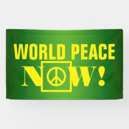 Eenvoudig tekstontwerp "WORLD PEACE NOW" Spandoek