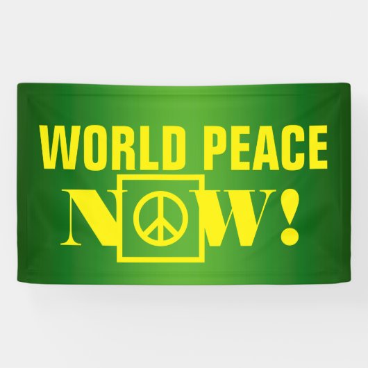 Eenvoudig tekstontwerp "WORLD PEACE NOW" Spandoek (Horizontaal)