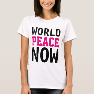 Eenvoudig tekstontwerp "WORLD PEACE NOW" T-shirt