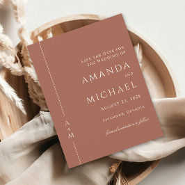 Eenvoudig Terracotta Classic Monogram Bewaar de da Save The Date