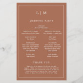 Eenvoudig terracotta monogram elegant huwelijkspro (Achterkant)