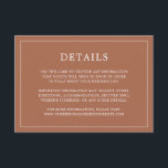 Eenvoudig terracotta monogram elegante bruiloft informatiekaartje<br><div class="desc">Eenvoudige terracotta trouwbehuizing met een modern, maar elegant ontwerp met uw details omringd door een dunne rand. Al tekst is wit over een verbrande oranje/roestachtergrond. De doopvonten en de achtergrondkleuren kunnen in om het even welke kleuren worden veranderd u door de knoop "aan te passen" te klikken. Een stijlvol en...</div>