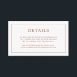 Eenvoudig terracotta monogram elegante bruiloft informatiekaartje<br><div class="desc">Eenvoudige kleine trouwbehuizingskaart met een modern, maar elegant design met uw details omgeven door een dunne rand en uw monogram op de achterkant. Alle ontwerpelementen bevinden zich in terracotta/verbrand sinaasappel/roest en kunnen worden gewijzigd in het gereedschap voor het bewerken van ontwerpen. Een stijlvol en stijlvol ontwerp dat ideaal is voor...</div>