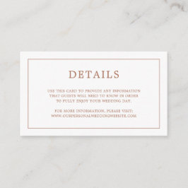 Eenvoudig terracotta monogram elegante bruiloft informatiekaartje