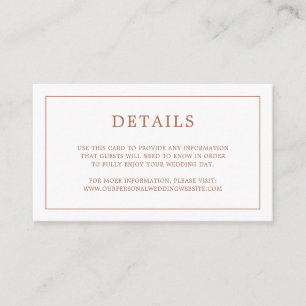 Eenvoudig terracotta monogram elegante bruiloft informatiekaartje