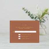 Eenvoudig terracotta monogram elegante bruiloft RS Folie Uitnodiging Briefkaart (Staand Voorkant)