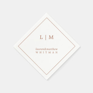 Eenvoudig terracotta monogram elegante bruiloft servet
