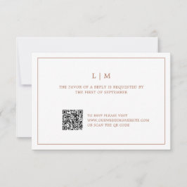 Eenvoudig terracotta monogram QR-code Elegante bru RSVP Kaartje