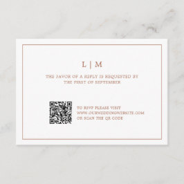 Eenvoudig terracotta monogram QR-code Elegante bru RSVP Kaartje