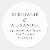 Eenvoudig terugzendadres voor kleurentweddenschap ronde sticker (Voorkant)