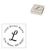 Eenvoudig terugzendadres voor Script Monogram Rubberstempel (Gestempeld)