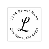 Eenvoudig terugzendadres voor Script Monogram Rubberstempel (Afrduk)
