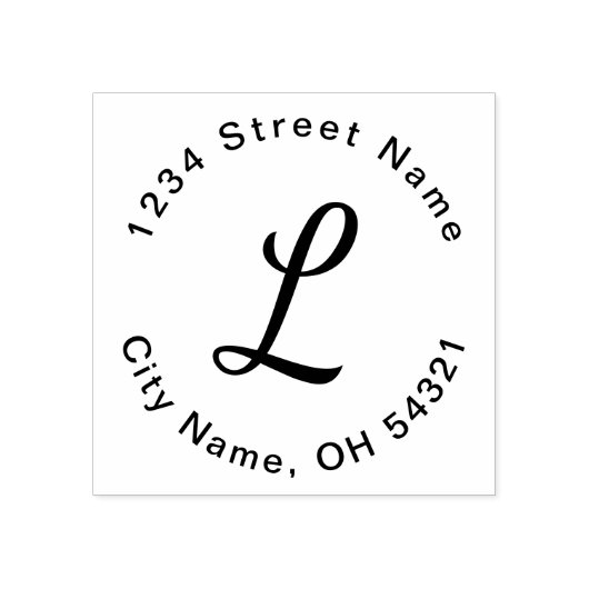Eenvoudig terugzendadres voor Script Monogram Rubberstempel (Afrduk)