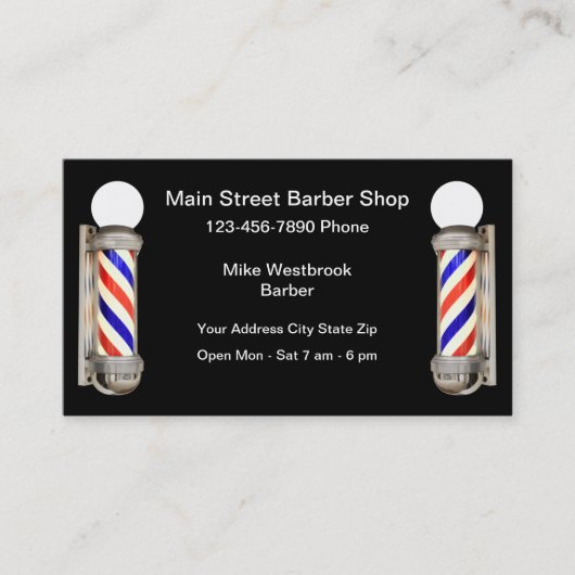 Eenvoudig thema voor Barber Shop Light Visitekaartje (Voorkant)