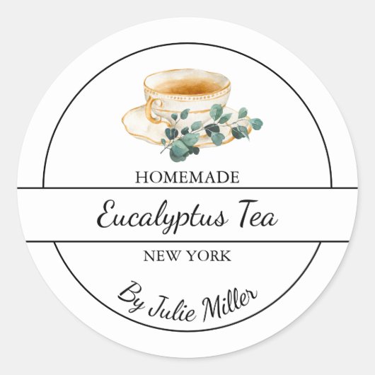 Eenvoudig Thuisgemaakt Eucalyptus Thee Etiket (Voorkant)