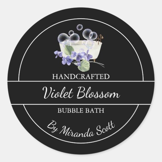 Eenvoudig Thuisgemaakt Viooltjes Bubbelbad Label (Voorkant)