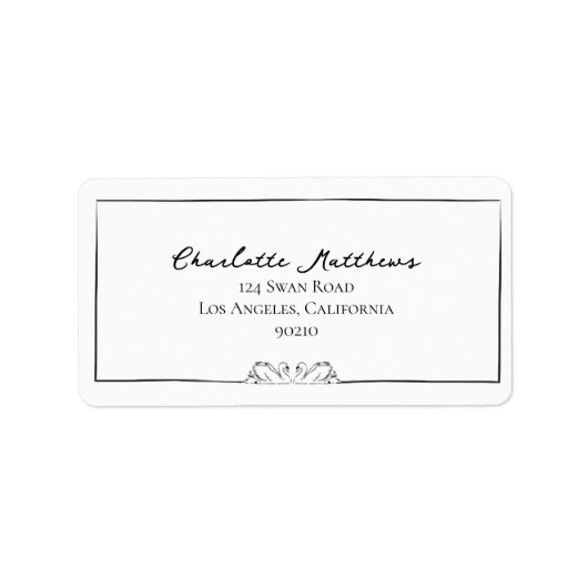 Eenvoudig tijdloos handgeschreven Swan-adreslabel Etiket (Voorkant)