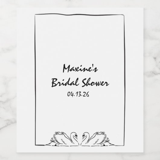 Eenvoudig tijdloos handgeschreven Swan-Vrijgezelle Wijn Etiket (Enkel label)