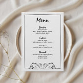 Eenvoudig tijdloos handgetekend zwaan Vrijgezellen Menu