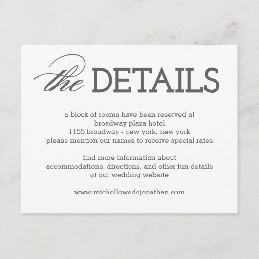 Eenvoudig tijdloze EDITABLE KLEURENbehuizing Informatiekaartje (Voorkant)