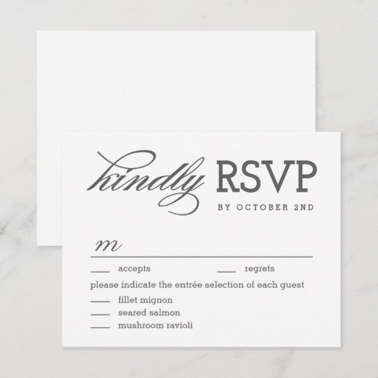 Eenvoudig tijdloze EDITABLE KLOR RSVP-kaart RSVP Kaartje (Voorkant / Achterkant)