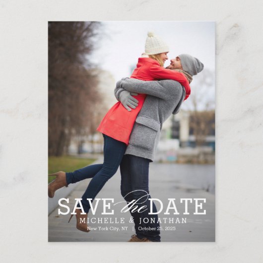 Eenvoudig Timeless EDITABLE KLOR sparen de Datum Briefkaart (Voorkant)