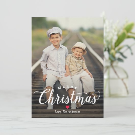 Eenvoudig Timeless MERRY CHRISTMAS Holiday Photo C Feestdagenkaart (Staand voorkant)