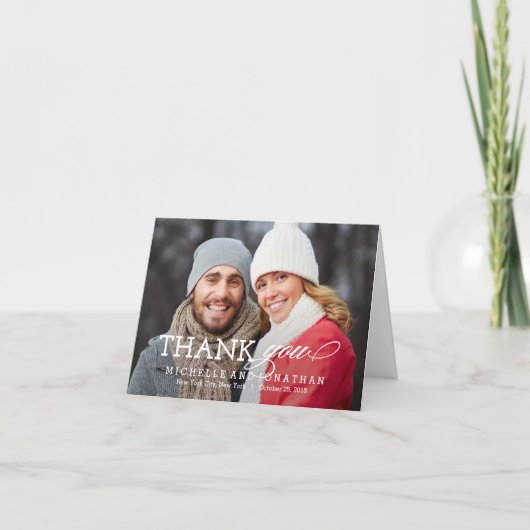 Eenvoudig Timeless Weddenfoto Hartelijk dank Bedankkaart (Voorkant)