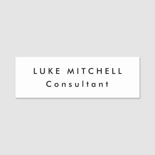 Eenvoudig tinloos, wit, creatief naamplaatje (Voorkant)